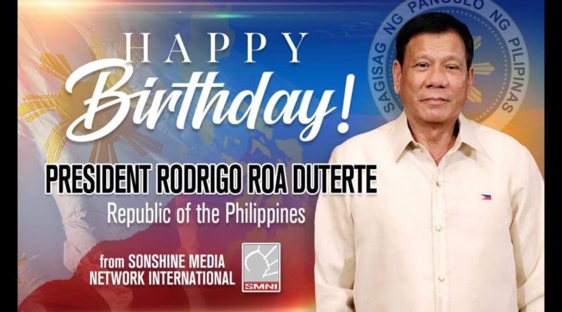 Beste Wünsche zum 76. Geburtstag von Präsdient Rodrigo Duterte