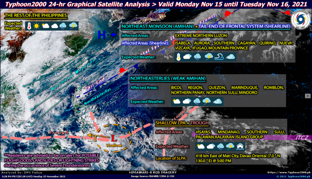 PHILIPPINEN MAGAZIN - WETTER - Die Wettervorhersage für die Philippinen, Dienstag, den 16. November 2021 