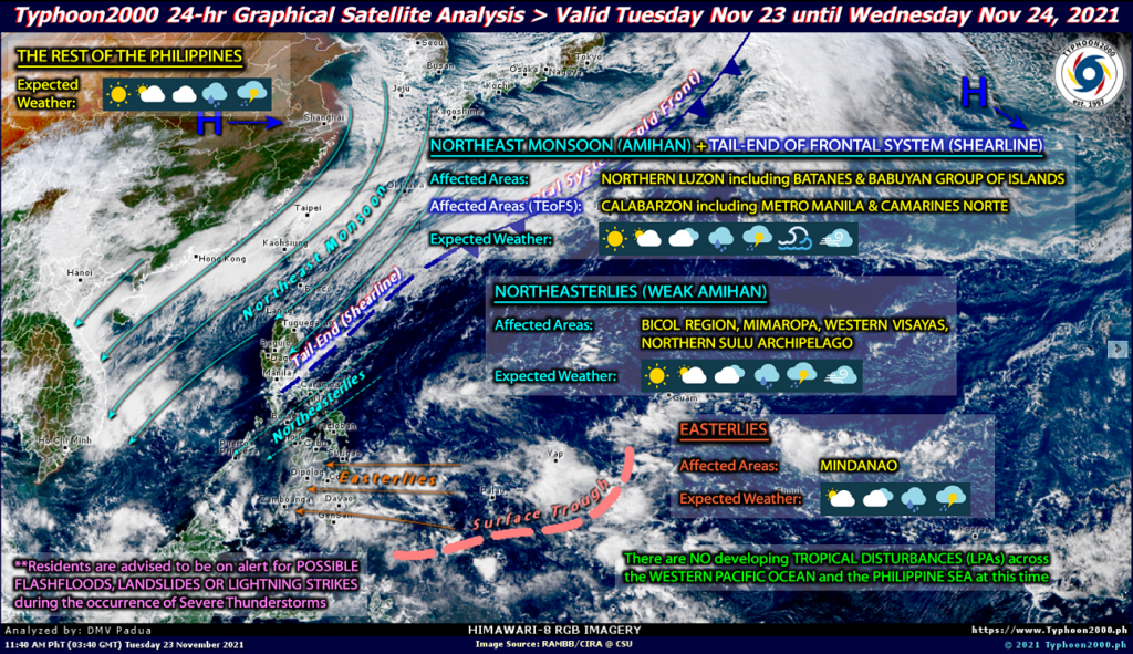 PHILIPPINEN MAGAZIN - WETTER - Die Wettervorhersage für die Philippinen, Mittwoch, den 24. November 2021 