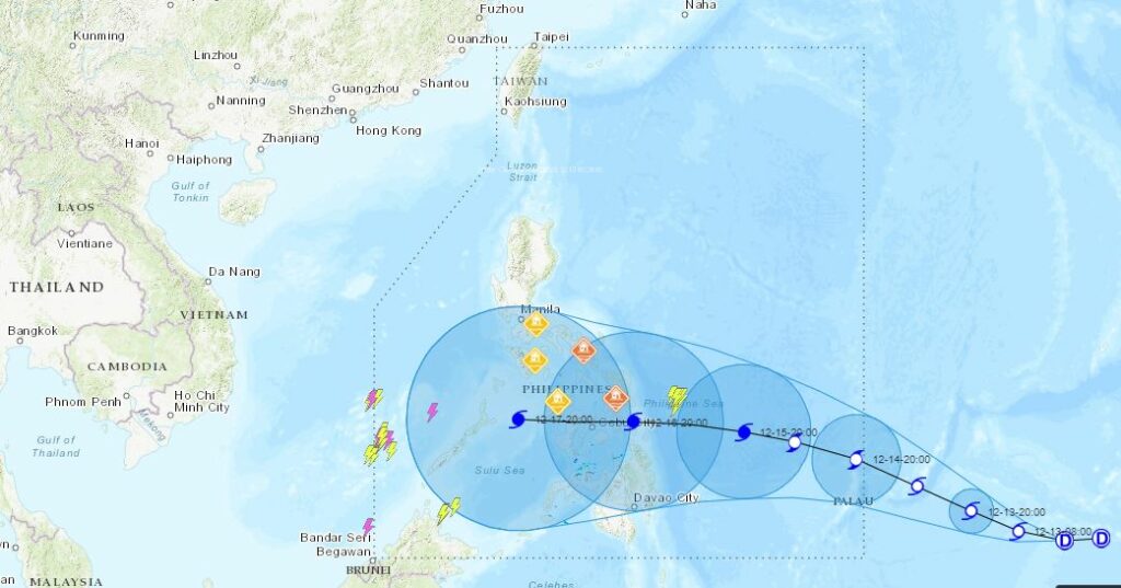 PHILIPPINEN MAGAZIN - WETTER - Die Wettervorhersage für die Philippinen, Montag, den 13. Dezember 2021 mit Taifunvorhersage