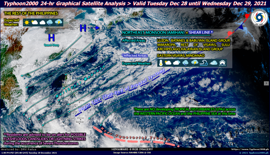 PHILIPPINEN MAGAZIN - WETTER - Die Wettervorhersage für die Philippinen, Mittwoch, den 29. Dezember 2021 