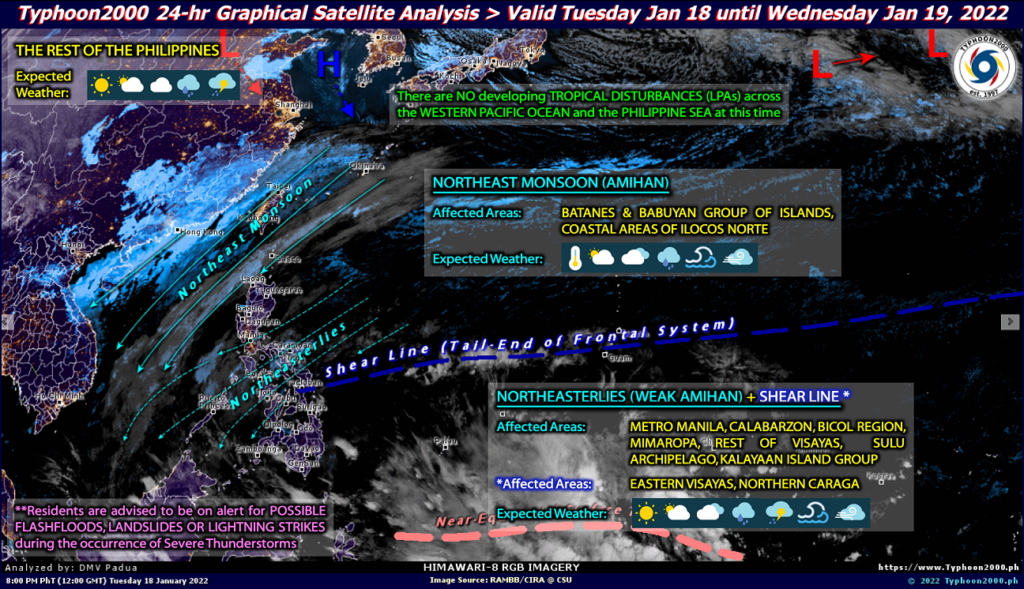 PHILIPPINEN MAGAZIN - WETTER - Die Wettervorhersage für die Philippinen, Mittwoch, den 19. Januar 2022