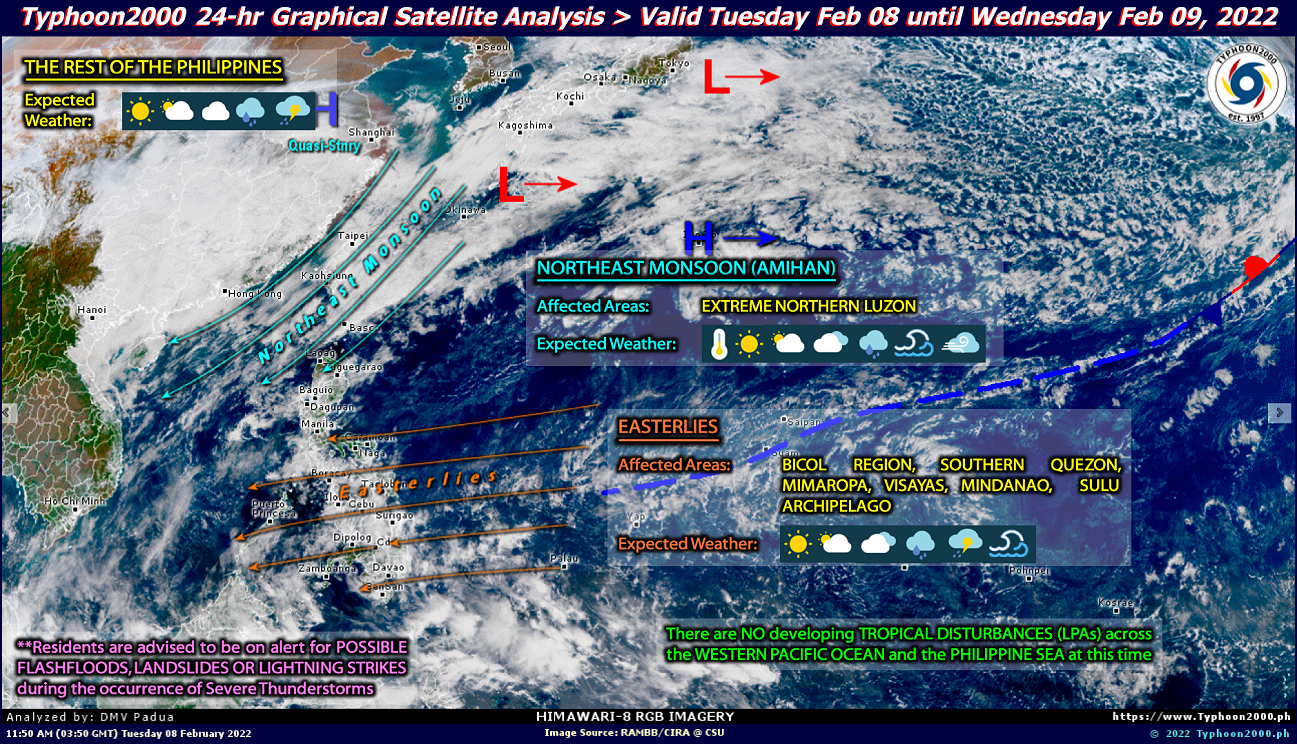 PHILIPPINEN MAGAZIN - WETTER - Die Wettervorhersage für die Philippinen, Mittwoch, den 09. Februar 2022