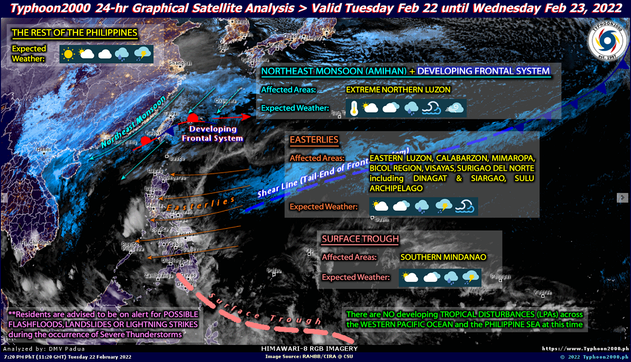 PHILIPPINEN MAGAZIN - WETTER - Die Wettervorhersage für die Philippinen, Mittwoch, den 23. Februar 2022
