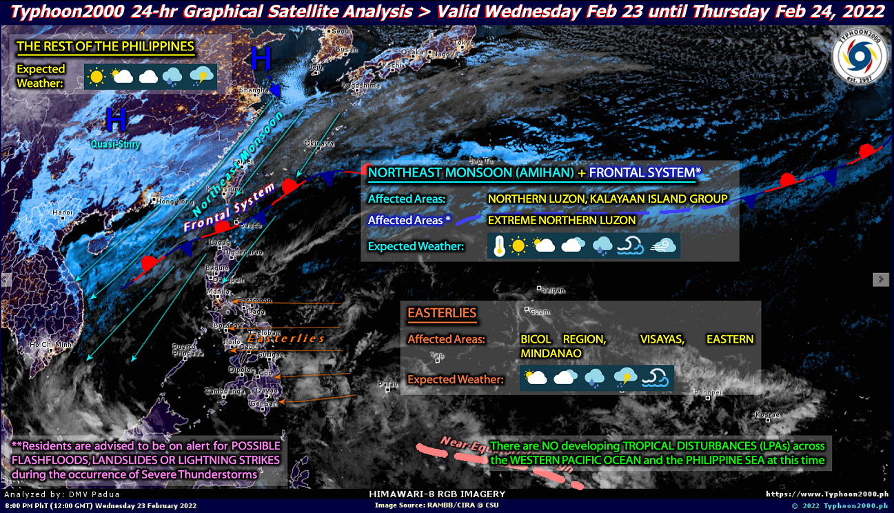 PHILIPPINEN MAGAZIN - WETTER - Die Wettervorhersage für die Philippinen, Donnerstag, den 24. Februar 2022