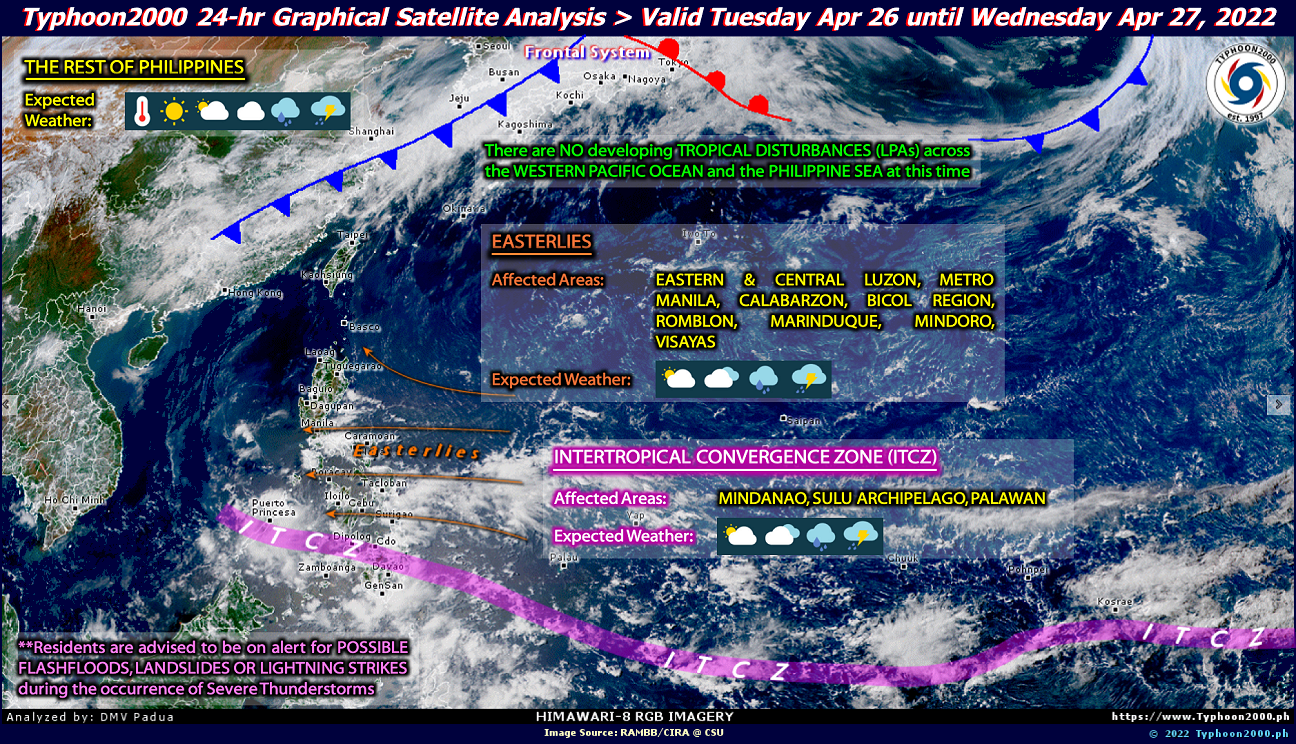 PHILIPPINEN MAGAZIN - WETTER - Die Wettervorhersage für die Philippinen, Mittwoch, den 27. April 2022