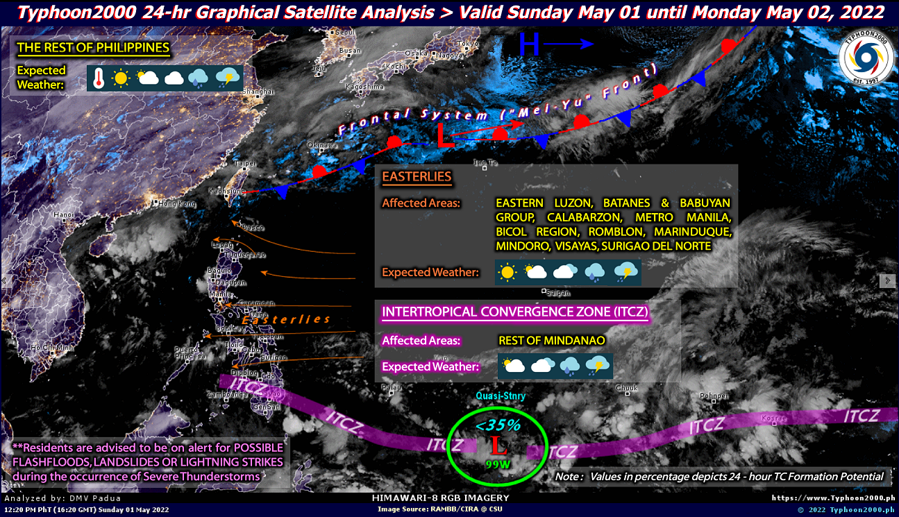 PHILIPPINEN MAGAZIN - WETTER - Die Wettervorhersage für die Philippinen, Sonntag, den 01. Mai 2022