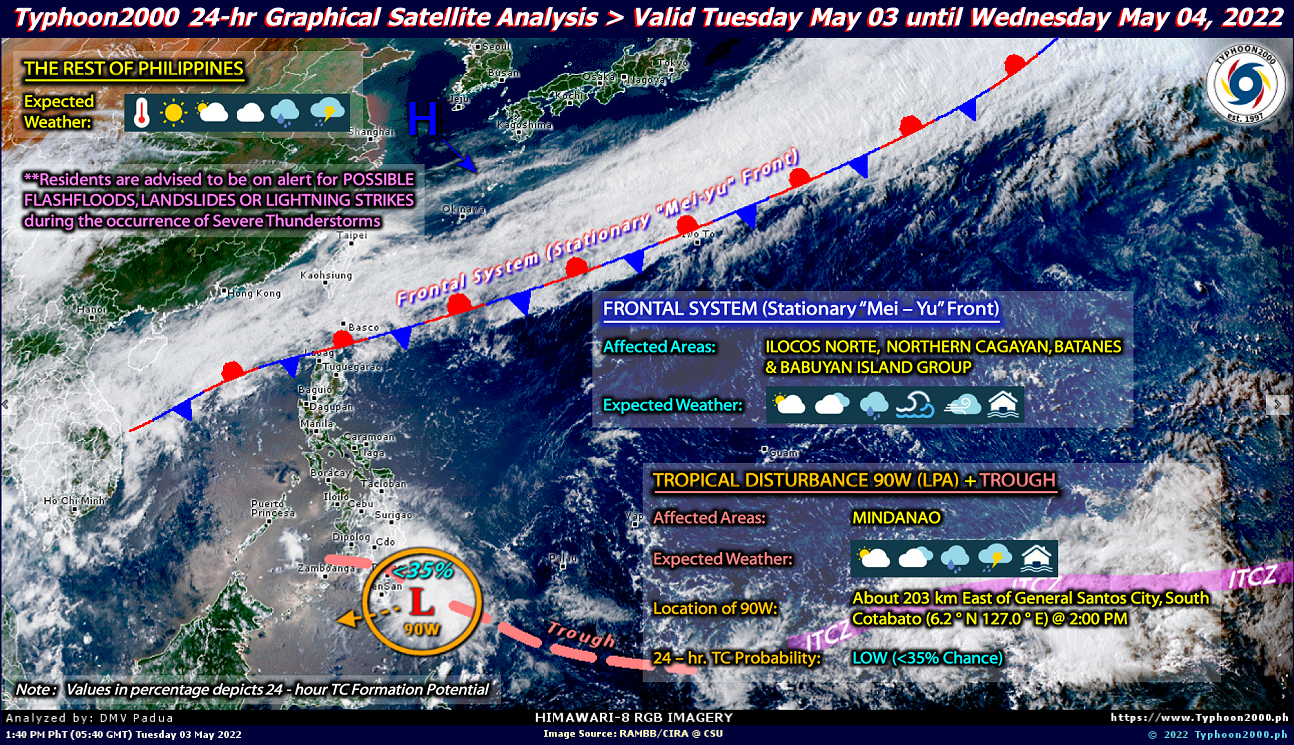 PHILIPPINEN MAGAZIN - WETTER -  Die Wettervorhersage für die Philippinen, Mittwoch, den 04. Mai 2022