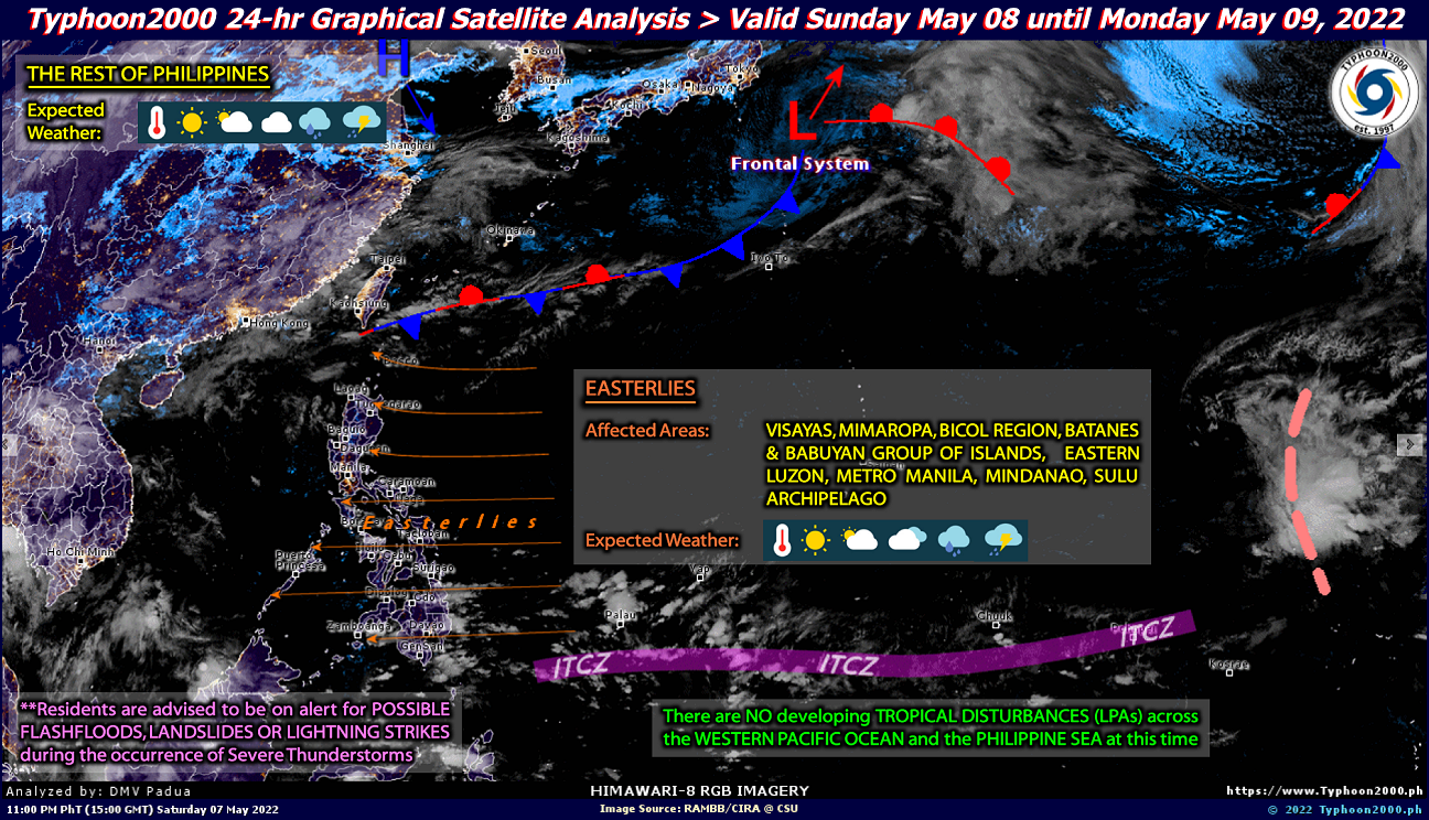 PHILIPPINEN MAGAZIN - WETTER - Die Wettervorhersage für die Philippinen, Sonntag, den 08. Mai 2022