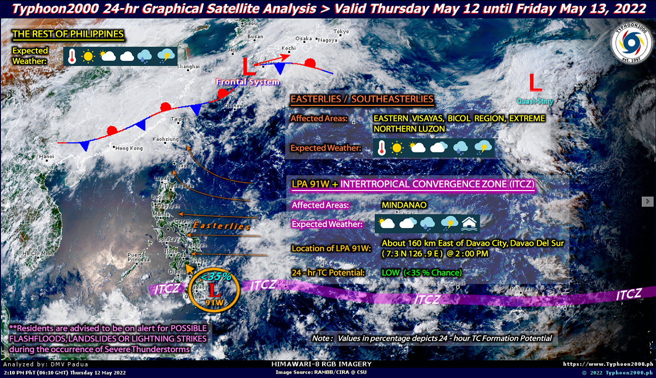 PHILIPPINEN MAGAZIN - WETTER - Die Wettervorhersage für die Philippinen, Freitag, den 13. Mai 2022