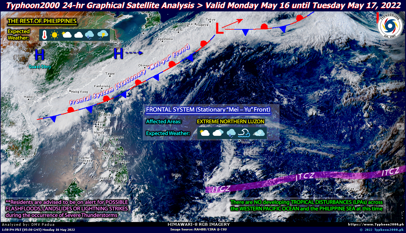 PHILIPPINEN MAGAZIN - WETTER - Die Wettervorhersage für die Philippinen, Dienstag, den 17. Mai 2022