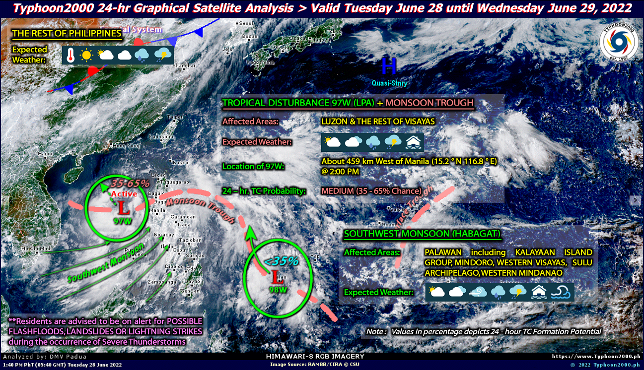 PHILIPPINEN MAGAZIN - WETTER - Die Wettervorhersage für die Philippinen, Mittwoch, den 29. Juni 2022