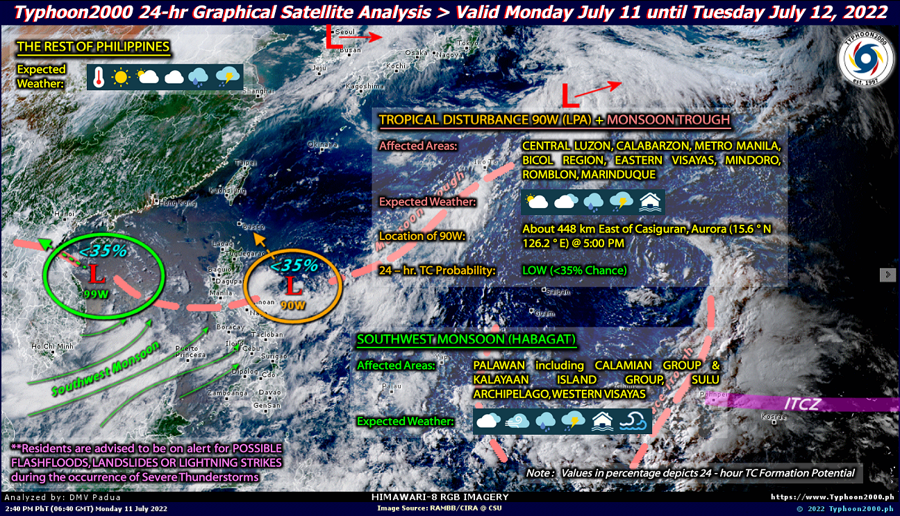 PHILIPPINEN MAGAZIN - WETTER - Die Wettervorhersage für die Philippinen, Dienstag, den 12. Juli 2022