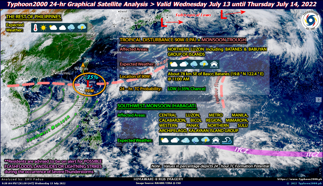 PHILIPPINEN MAGAZIN - WETTER - Die Wettervorhersage für die Philippinen, Donnerstag, den 14. Juli 2022