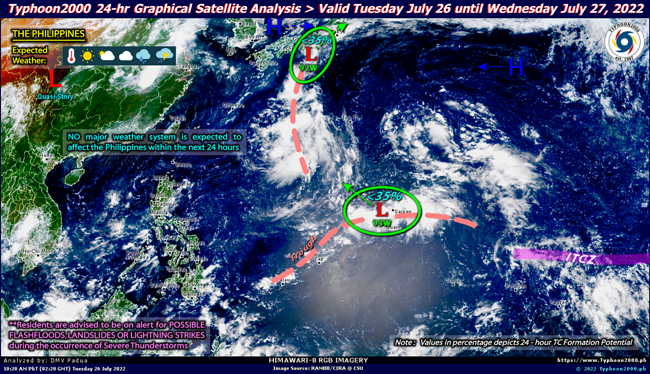 PHILIPPINEN MAGAZIN - WETTER - Wettervorhersage für die Philippinen, Mittwoch, den 27. Juli 2022