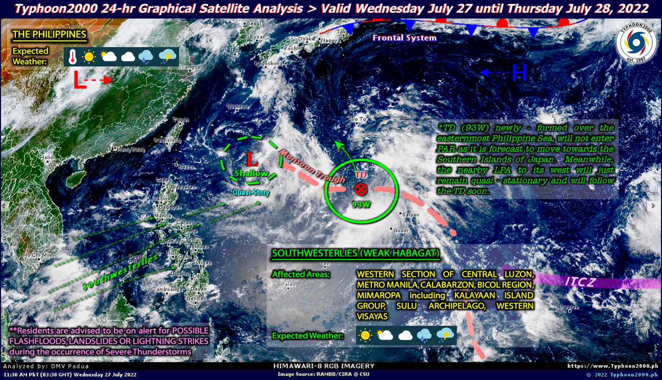 PHILIPPINEN MAGAZIN - WETTER - Wettervorhersage für die Philippinen, Donnerstag, den 28. Juli 2022