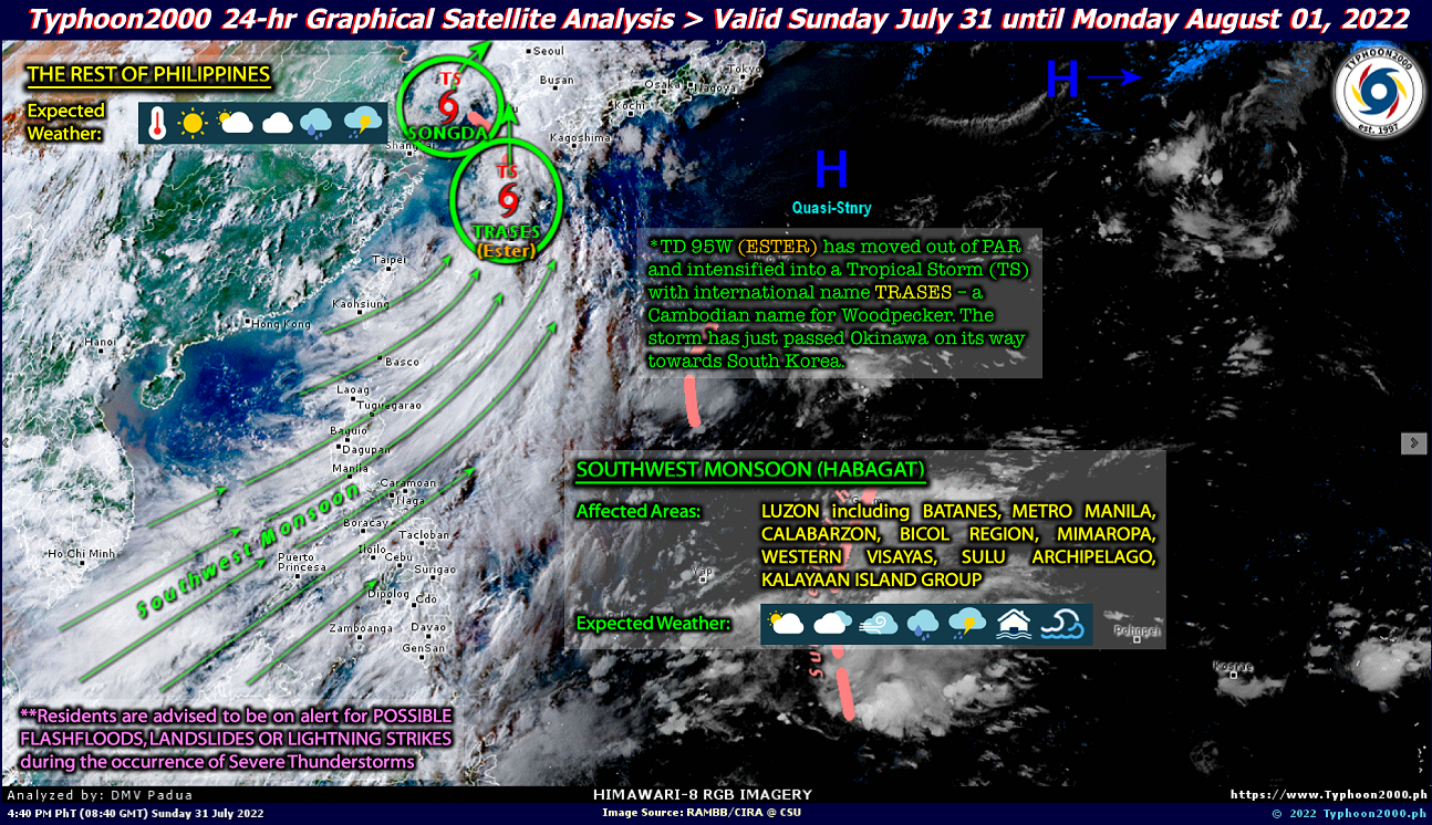 PHILIPPINEN MAGAZIN - WETTER - Wettervorhersage für die Philippinen, Montag, den 01. August 2022