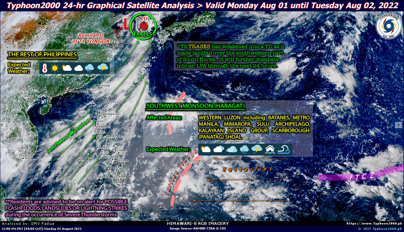 PHILIPPINEN MAGAZIN - WETTER - Wettervorhersage für die Philippinen, Dienstag, den 02. August 2022