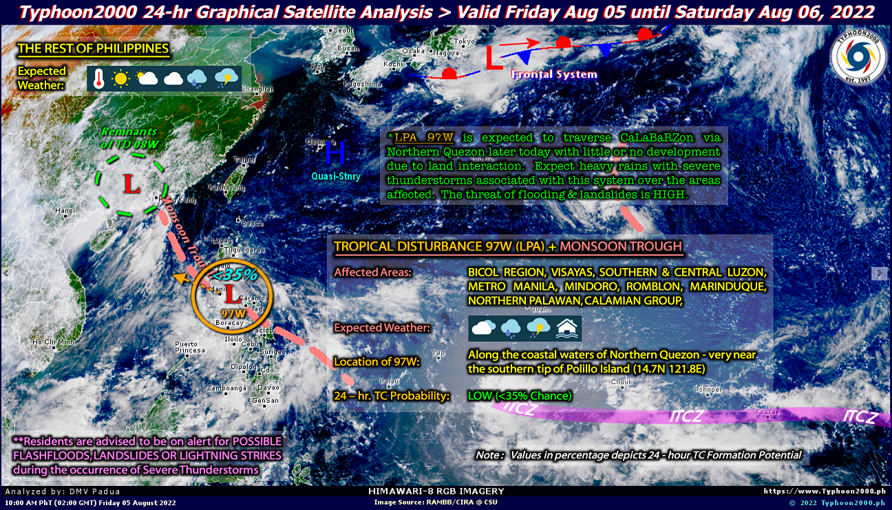 PHILIPPINEN MAGAZIN - WETTER - Wettervorhersage für die Philippinen, Samstag, den 06. August 2022
