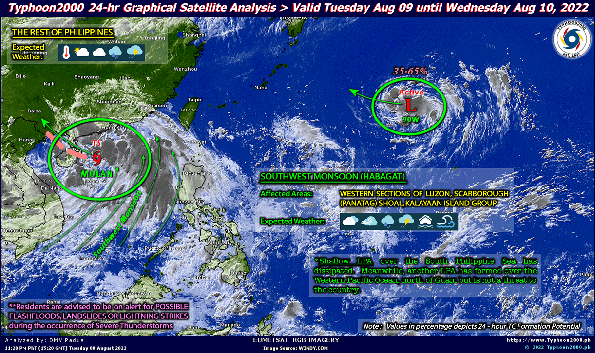 PHILIPPINEN MAGAZIN - WETTER - Wettervorhersage für die Philippinen, Mittwoch, den 10. August 2022