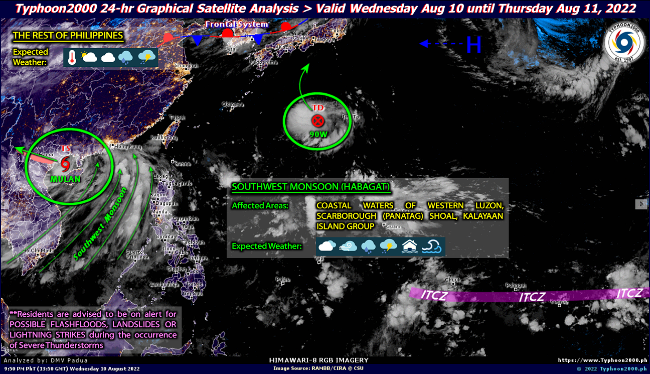 PHILIPPINEN MAGAZIN - WETTER - Wettervorhersage für die Philippinen, Donnerstag, den 11. August 2022