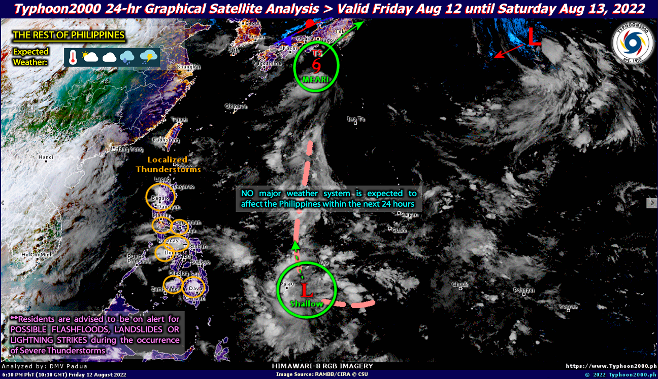 PHILIPPINEN MAGAZIN - WETTER - Wettervorhersage für die Philippinen, Samstag, den 13. August 2022
