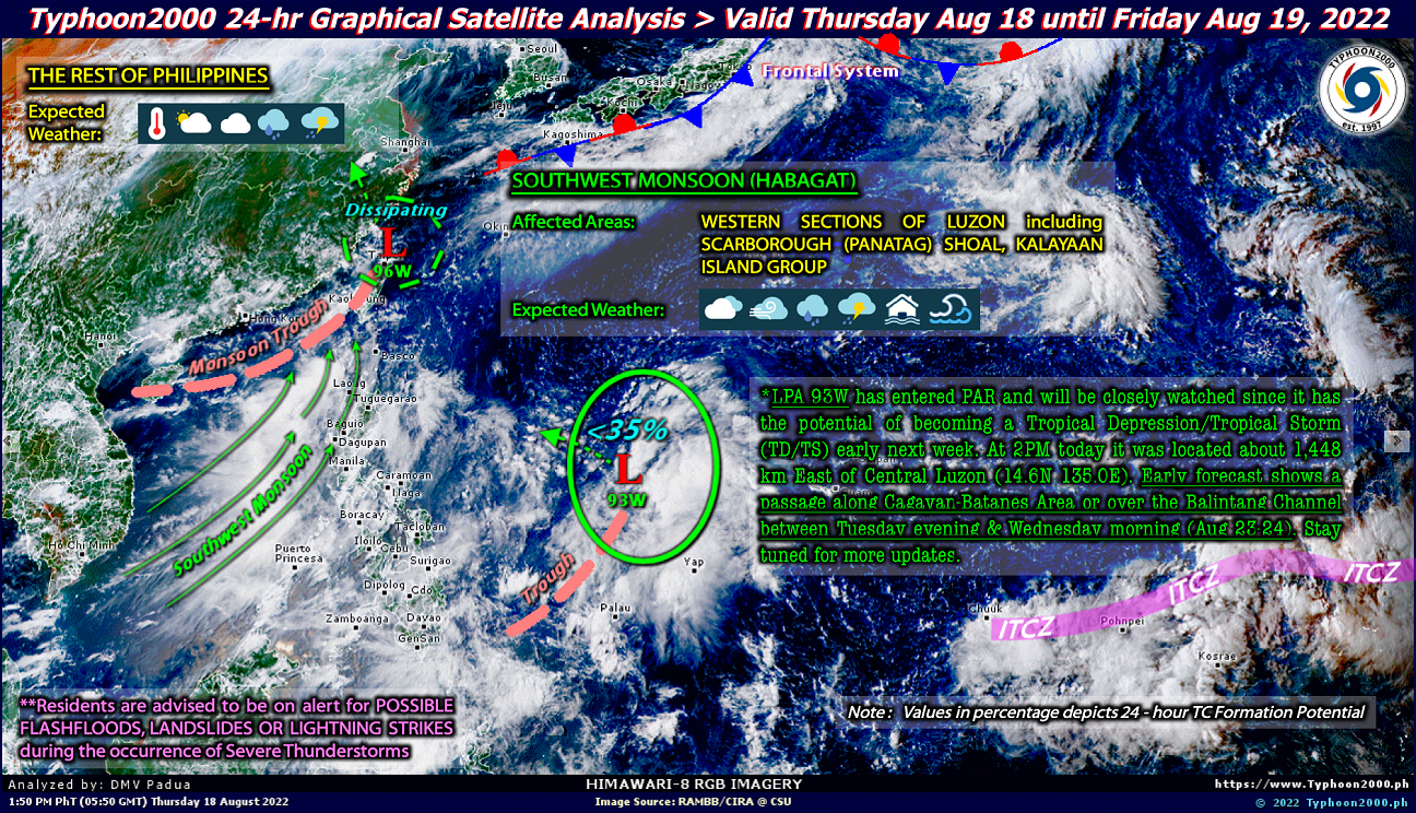 PHILIPPINEN MAGAZIN - WETTER - Wettervorhersage für die Philippinen, Freitag, den 19. August 2022