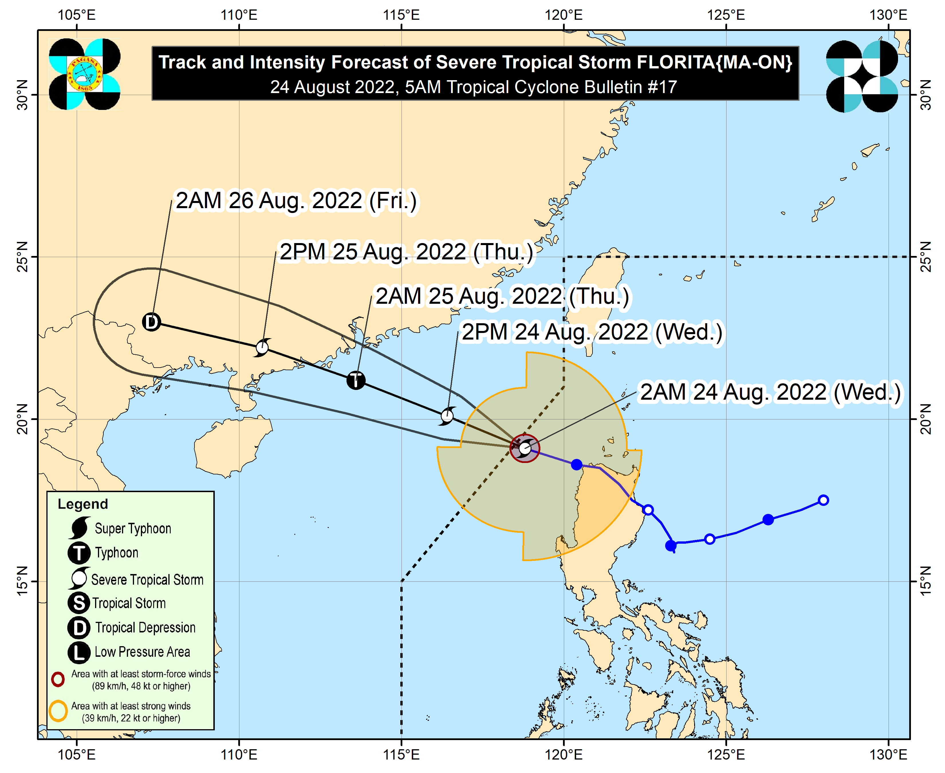 PHILIPPINEN MAGAZIN - WETTER - Wettervorhersage für die Philippinen, Mittwoch, den 24. August 2022