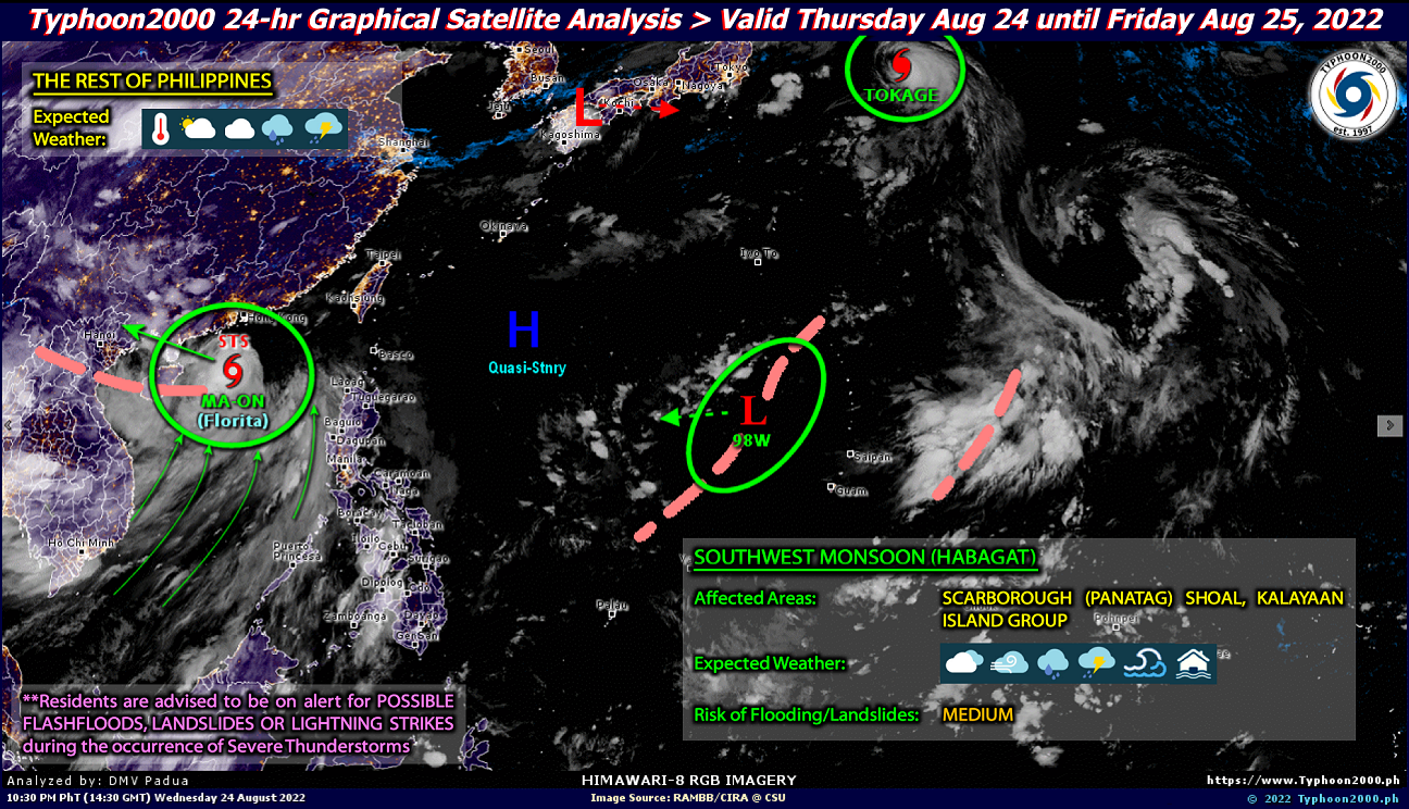PHILIPPINEN MAGAZIN - WETTER - Wettervorhersage für die Philippinen, Donnerstag, den 25. August 2022