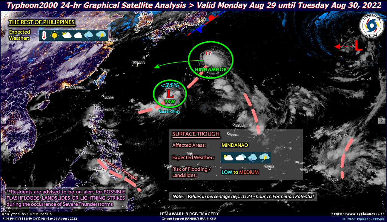 PHILIPPINEN MAGAZIN - WETTER - Wettervorhersage für die Philippinen, Dienstag, den 30. August 2022