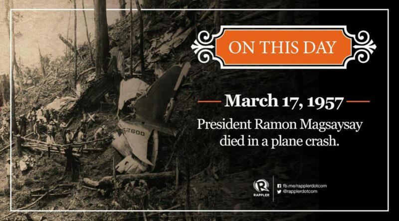 PHILIPPINEN MAGAZIN - TAGESGESCHICHTE - Heute in der philippinischen Geschichte, am 17. März 1957, starb Präsident Ramon Magsaysay bei einem Flugzeugabsturz in Cebu
